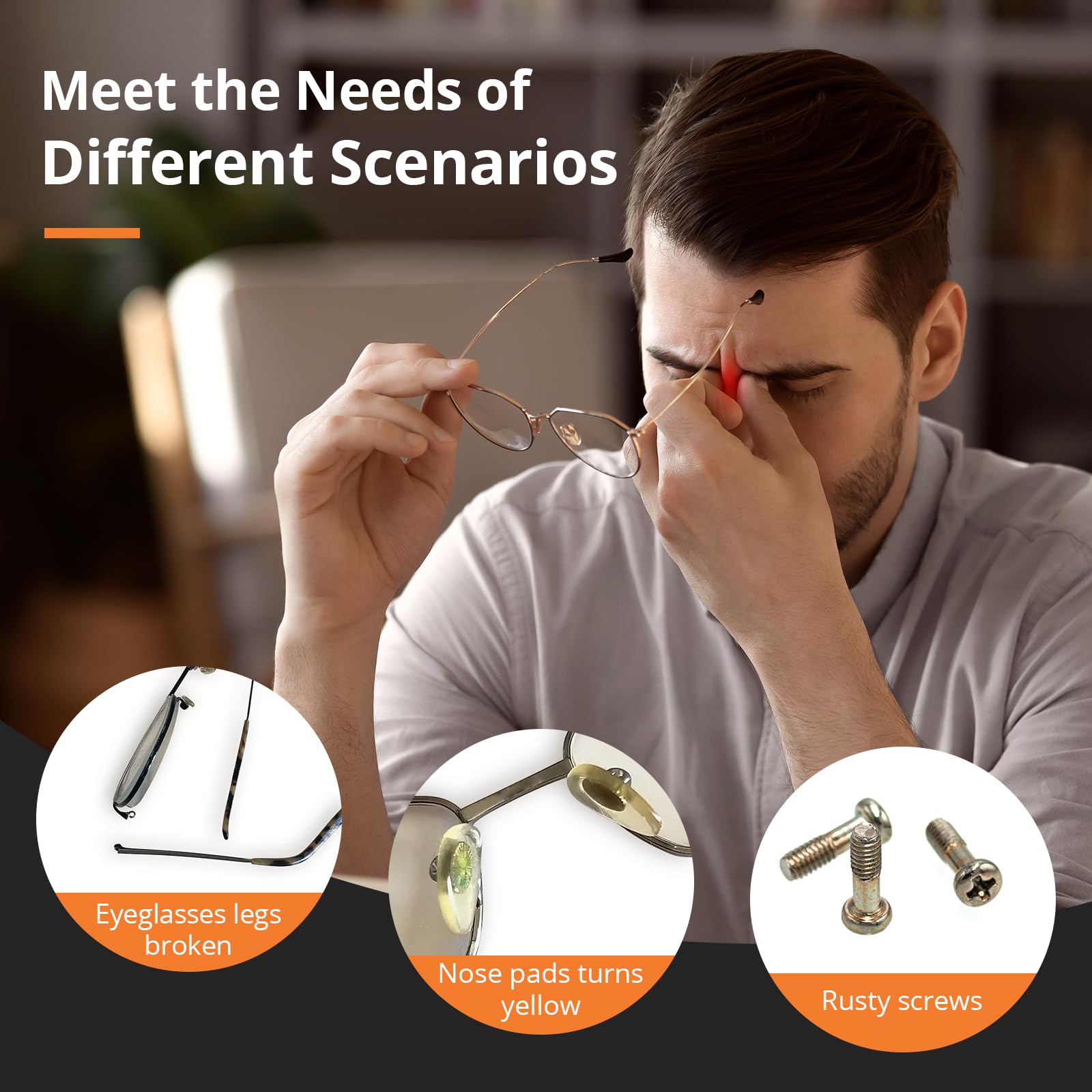 JOREST Eyeglass Repairing Kit, Eyeglass Repair Tool Kit Including Small Screws, Nose Pads, Tweezer - Image 3
