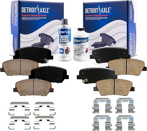 Miniatura 150 de Detroit Axle - Kit de freno para pastillas de freno de cerámica Ford Mustang Base GT 2000 2001 2002 2003 con repuesto de hardware delantero y trasero