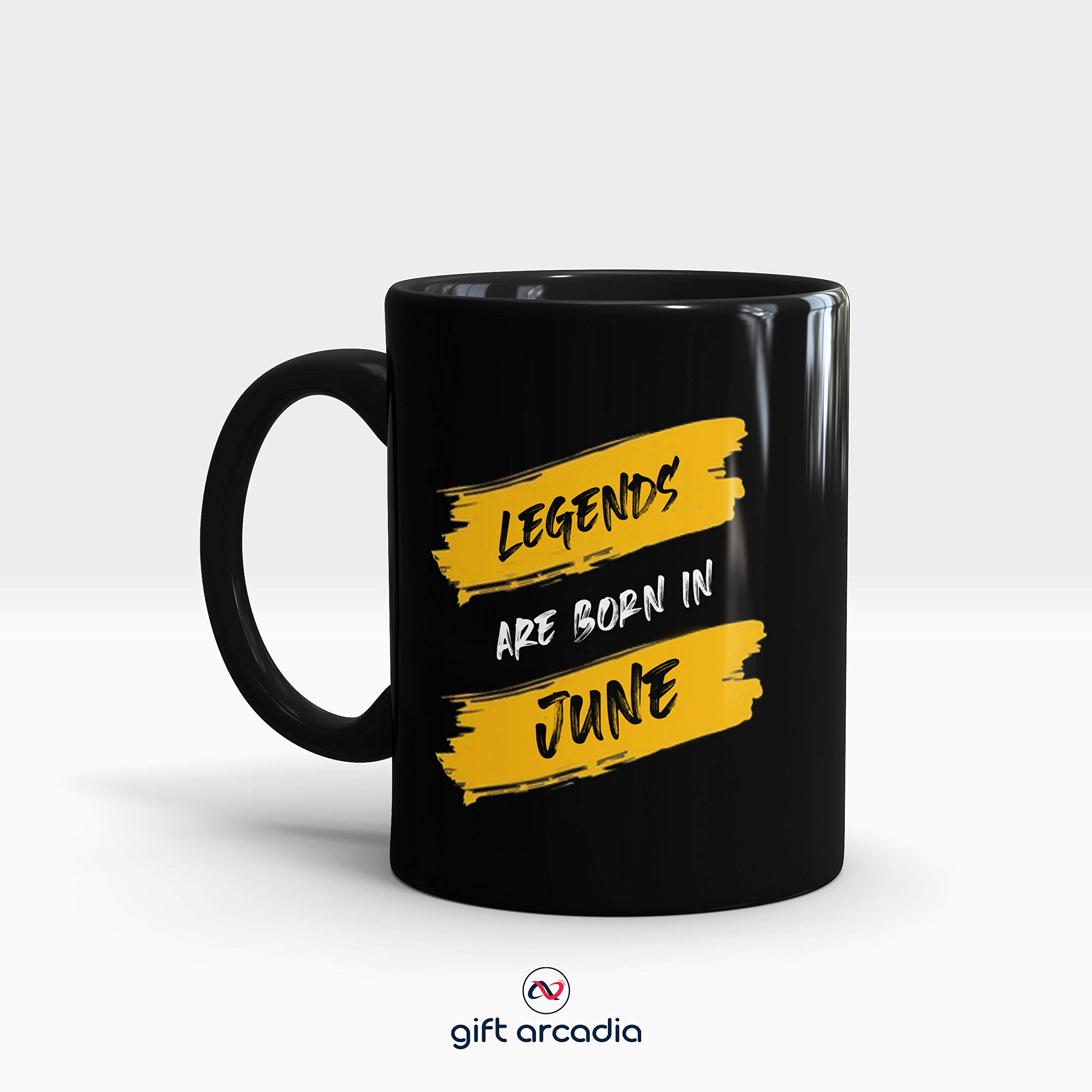 Gift Arcadia Ceramic Legends are Born Coffee Mug - 1 Piece, Black, 330ml (June) 1