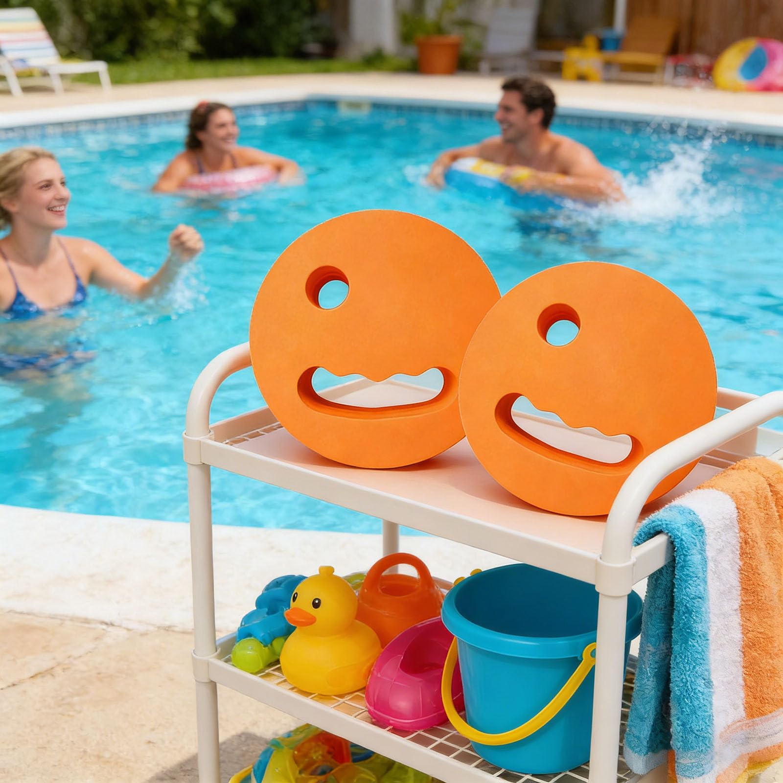 Eva Swimming Discs, Aqua Fitness Discs, Handheld Swimming Training Floating Board, Water Aerobics Discs Floatingpack of 2 for Adults, Children, Teenagers, Lightweight Hands (Orange)
