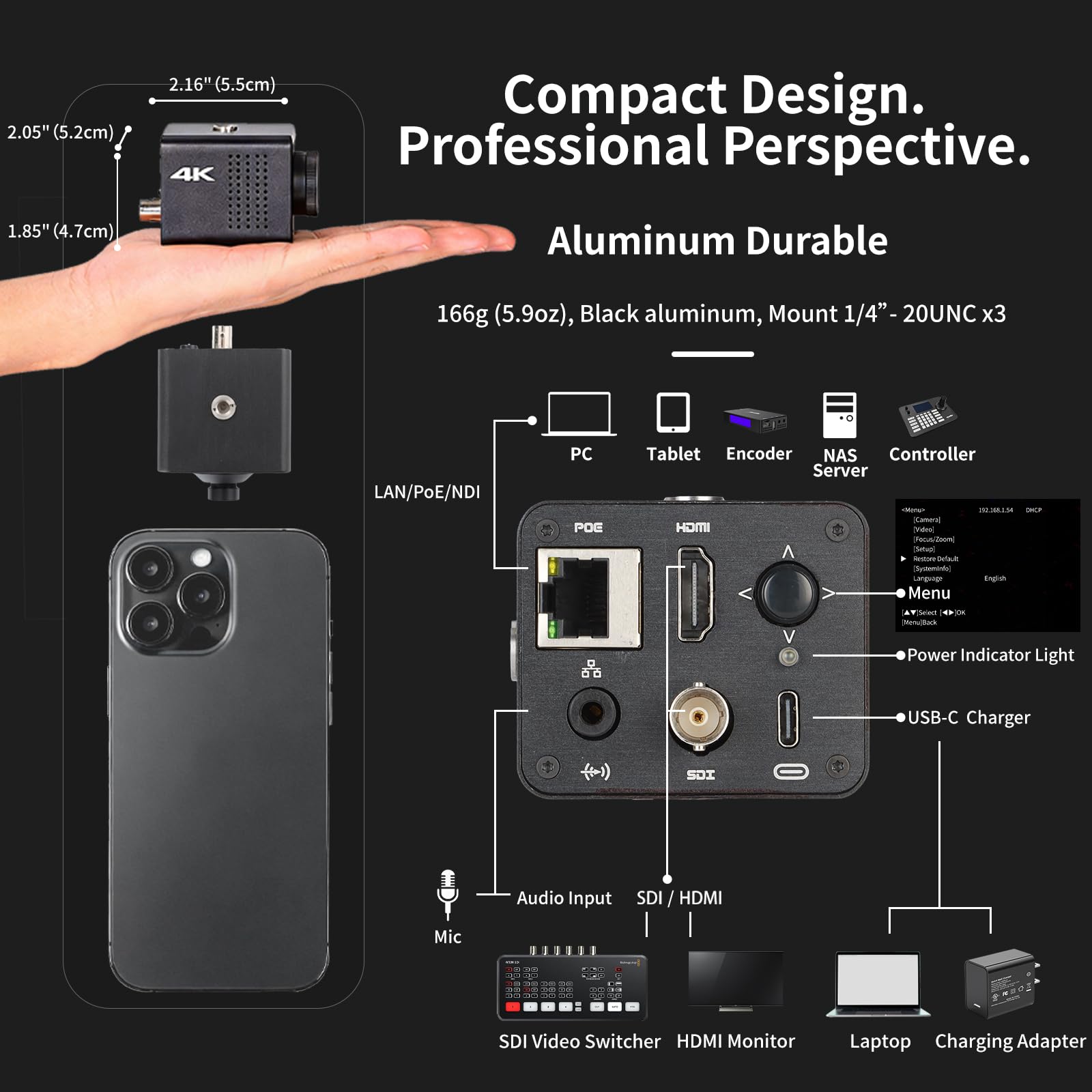 Zowietek 4K NDI|HX3 POV Box Camera PoE, jednoczesne wyjście HDMI i SDI, RTSP/RTMP/SRT, samodzielne przesyłanie strumieniowe na żywo do YouTube/Twitch do transmisji internetowej, spotkań, nauczania i