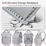 Weitars Sac à dos pour le déjeuner - 15.6 Sac à dos pour ordinateur portable de pouce pour femmes, Voyage & Travail, Gray, L12‘’ * W9‘’* H17‘‘, Vacances