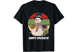 Happy Snowman Retro Vintage Sunset Happy Holidays T-Shirt
