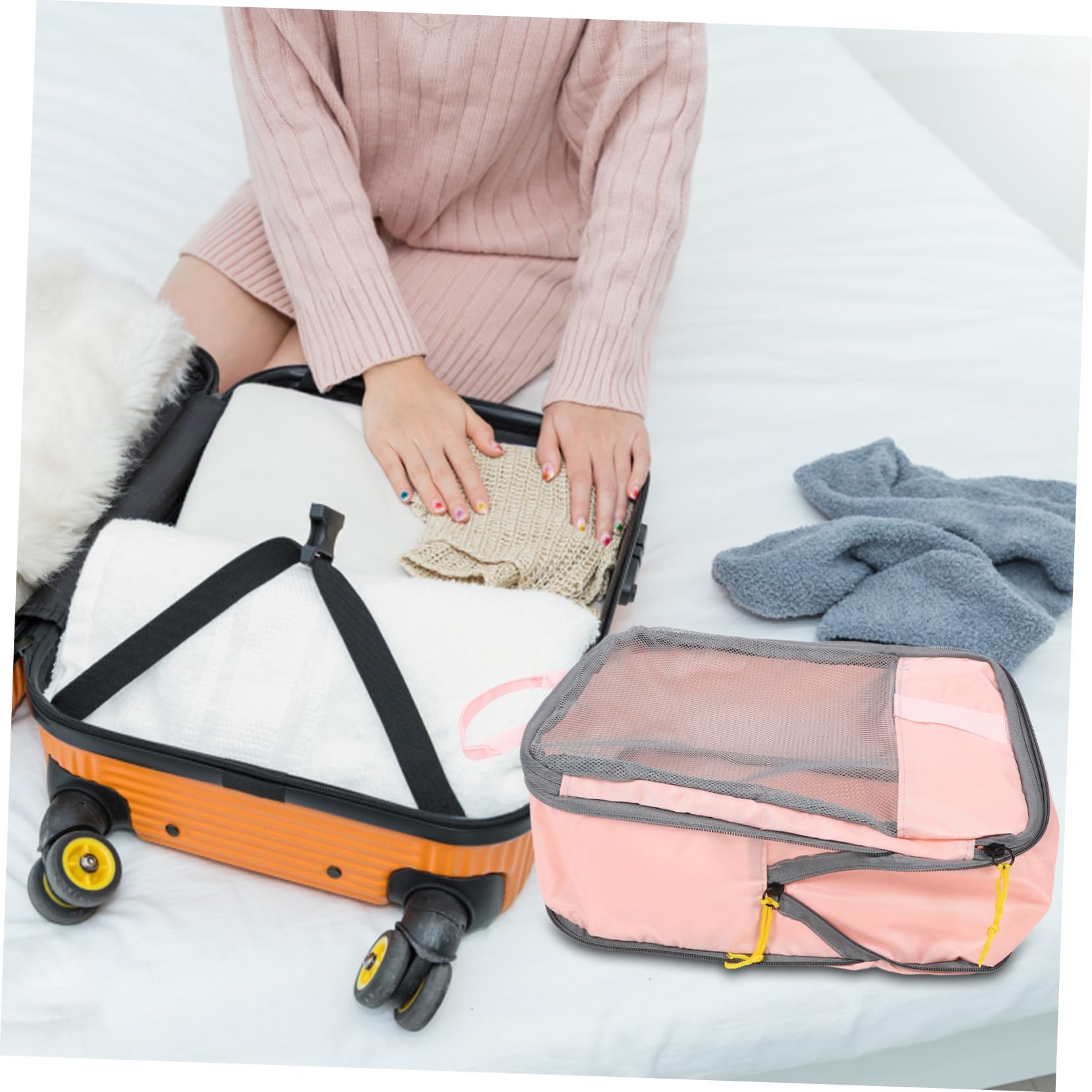 Hohopeti Organizer Da Viaggio Set 3 Pezzi Oxford Leggero, Cubi Di Imballaggio a Compressione e Borse Porta Scarpe, Organizzatori Per Bagagli Per Viaggi Di Lavoro, Vacanze e Campeggio