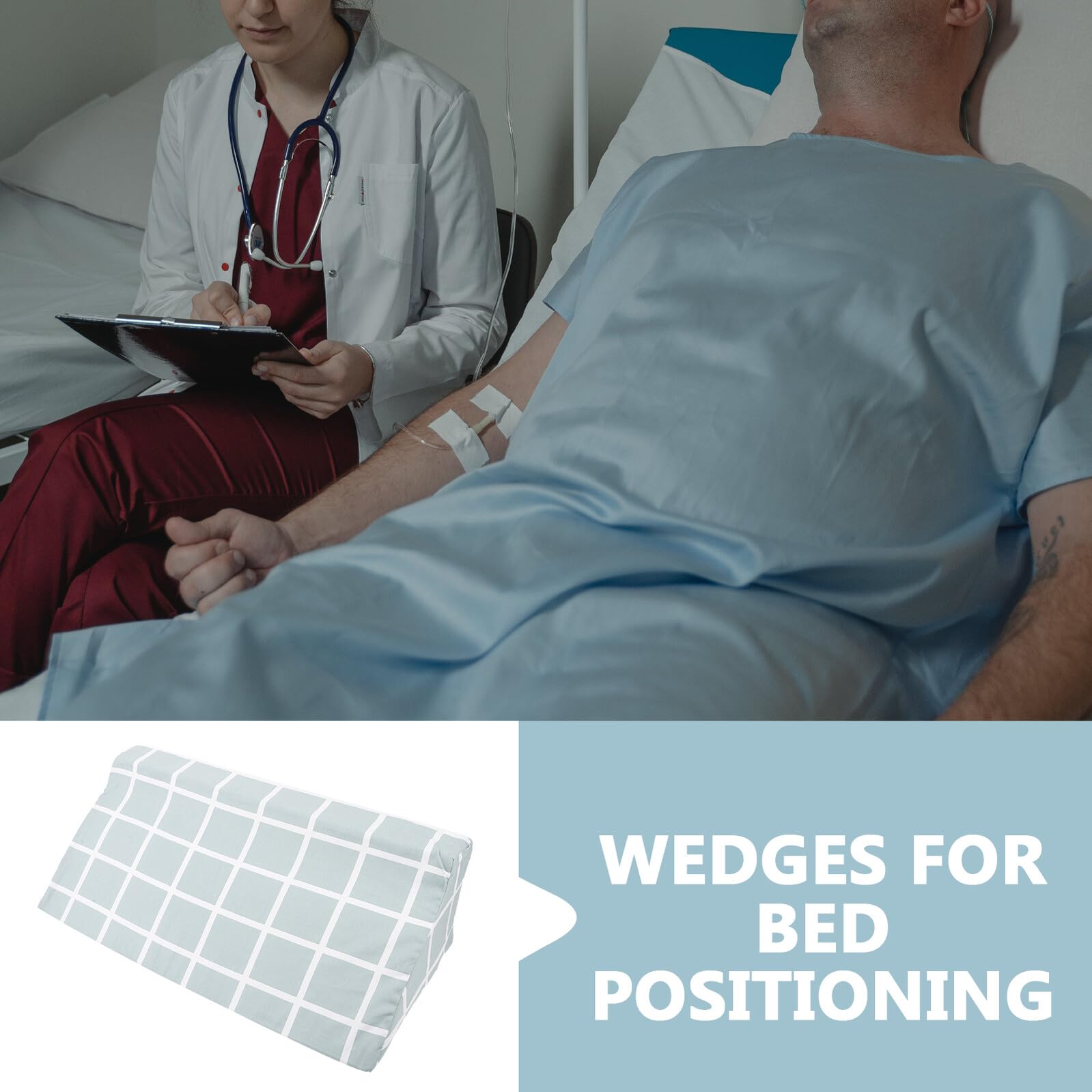 ifundom Almohada para Mejorar la Circulación de Cuña Triangular para Cama Espuma de Alta Densidad y Algodón, Cojín Multifuncional Hogar y Hospital para Personas Mayores