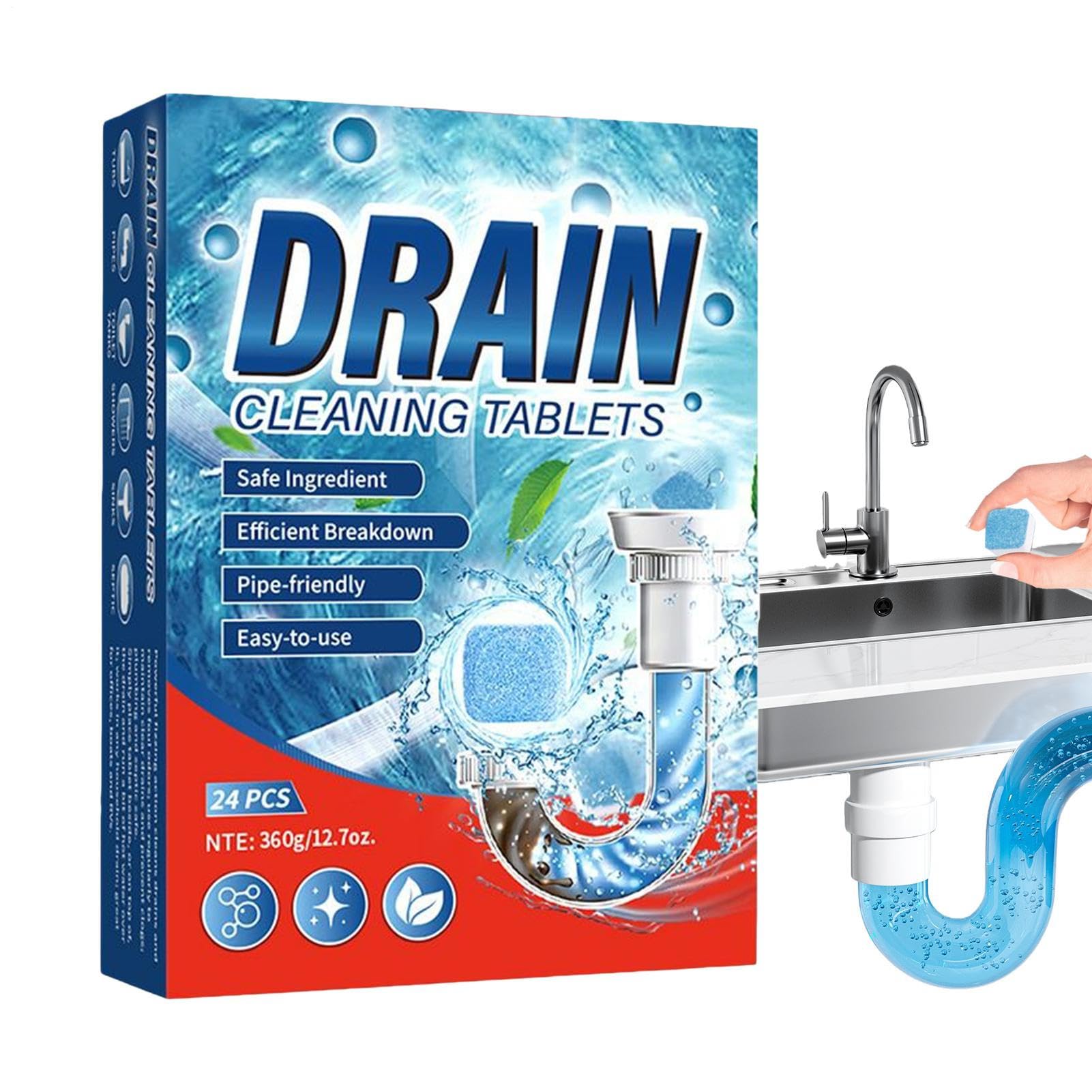 Sink Drain Cleaner,Powerful Cleaning Declogger | Sink and Drain Cleaner Pipe Tablets,for Bathtub Toilet Bathroom Laundry Basement Shower Washbasin Restaurant Hotel Sewer