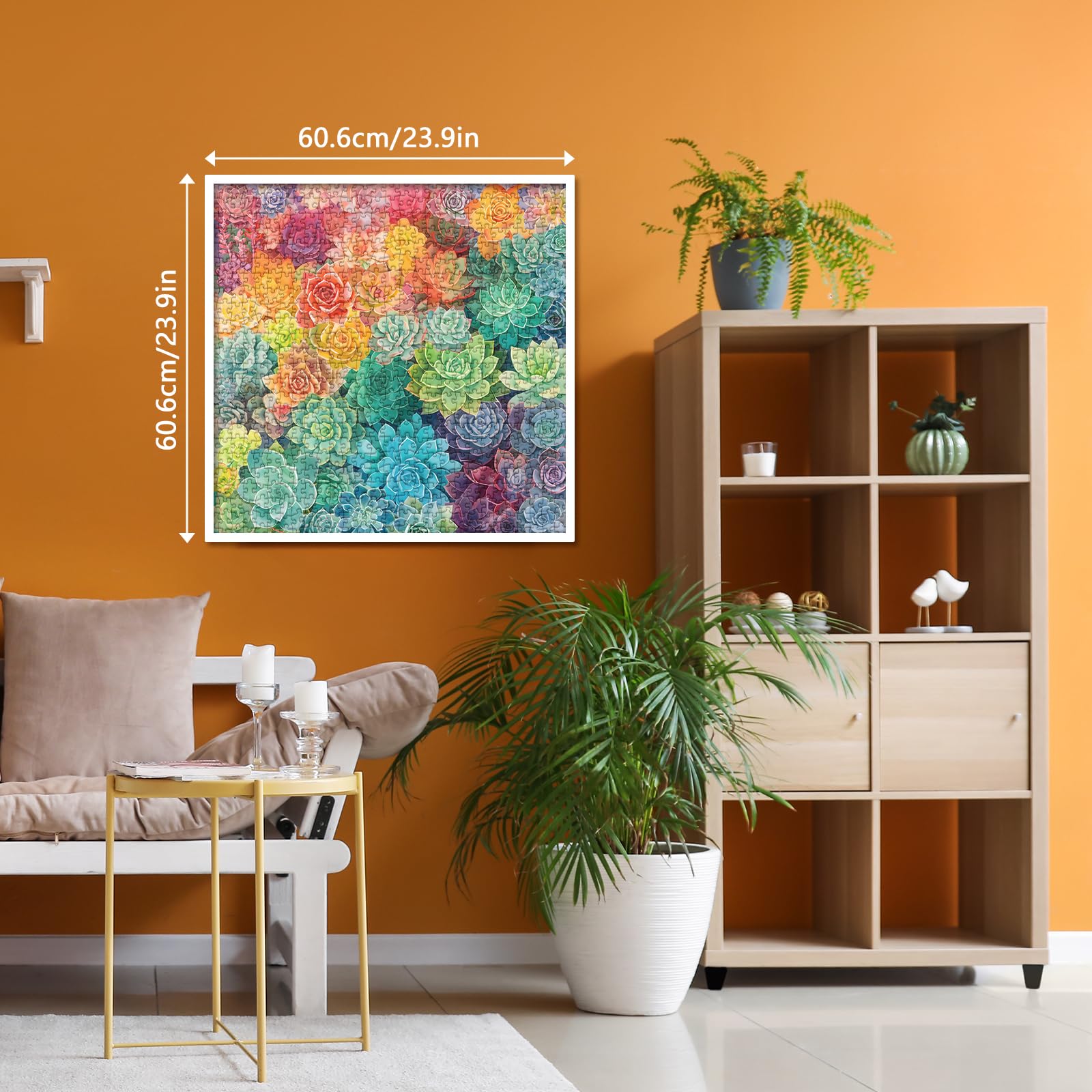 Rainbow Succulent Cactus Puzzle 1000 Piece for Adults, Colorful Gradient Plant Jigsaw Puzzles for Women, Aesthetic Pretty Beautiful Flower Garden Spring Puzzles - Image 5