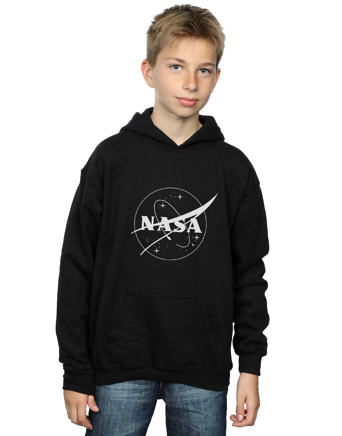 Absolute Cult NASA Boys Classic Insignia Logo Monochrome Hoodie Black 12-13 years