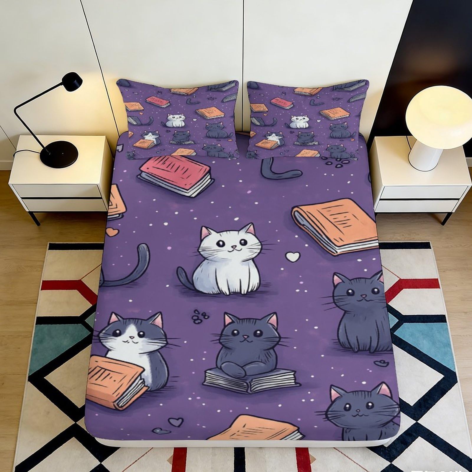 3D Printed Hedgehog Fitted Sheet Microfiber Non-Slip Deep Pocket Hedgehog Mattress Fitted Cover Bedroom Bedding 140x200x25cm