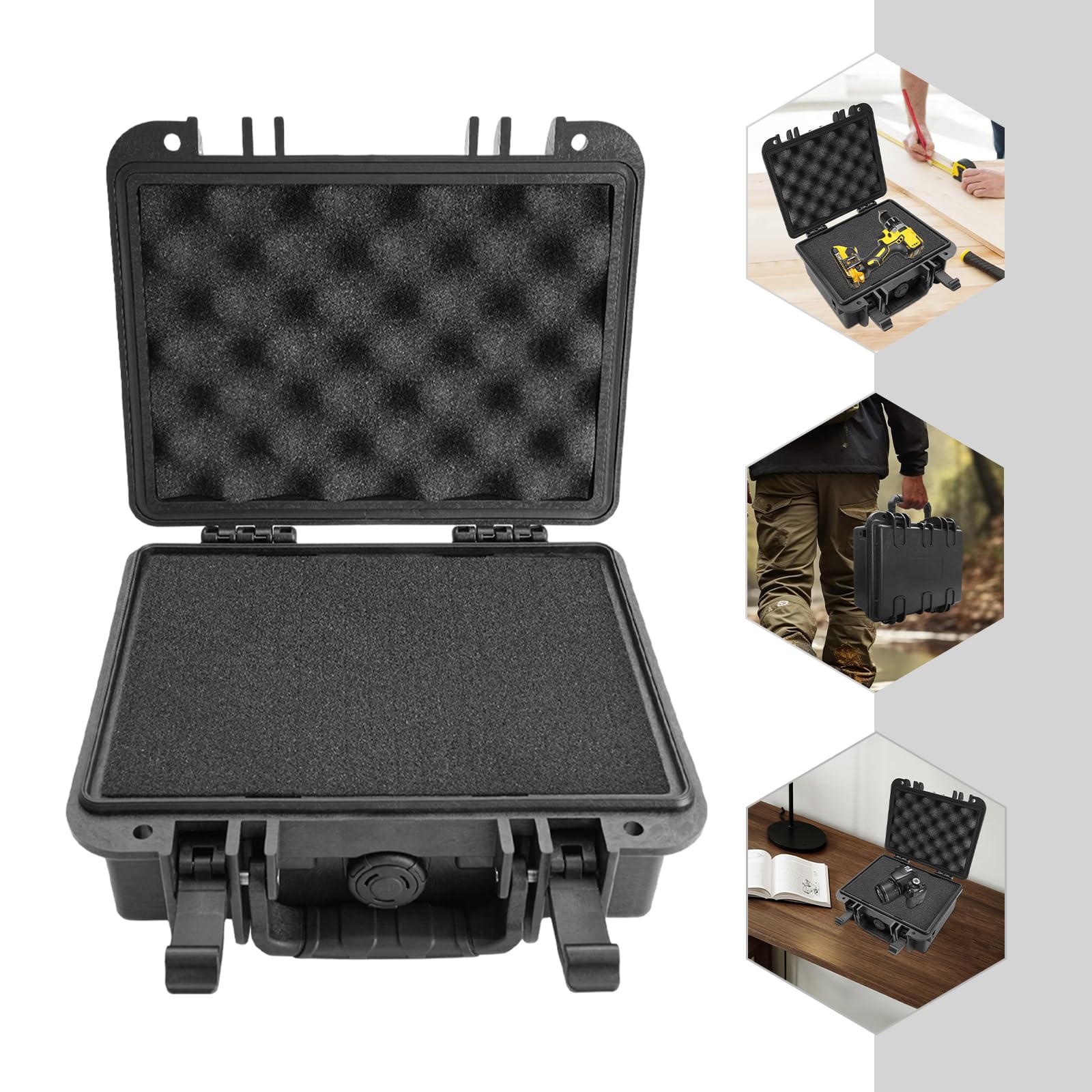 Custodia fotografica impermeabile IP67 Custodia rigida per elettronica, droni e telecamere, impermeabile, antiurto, Nero , Molto resistente