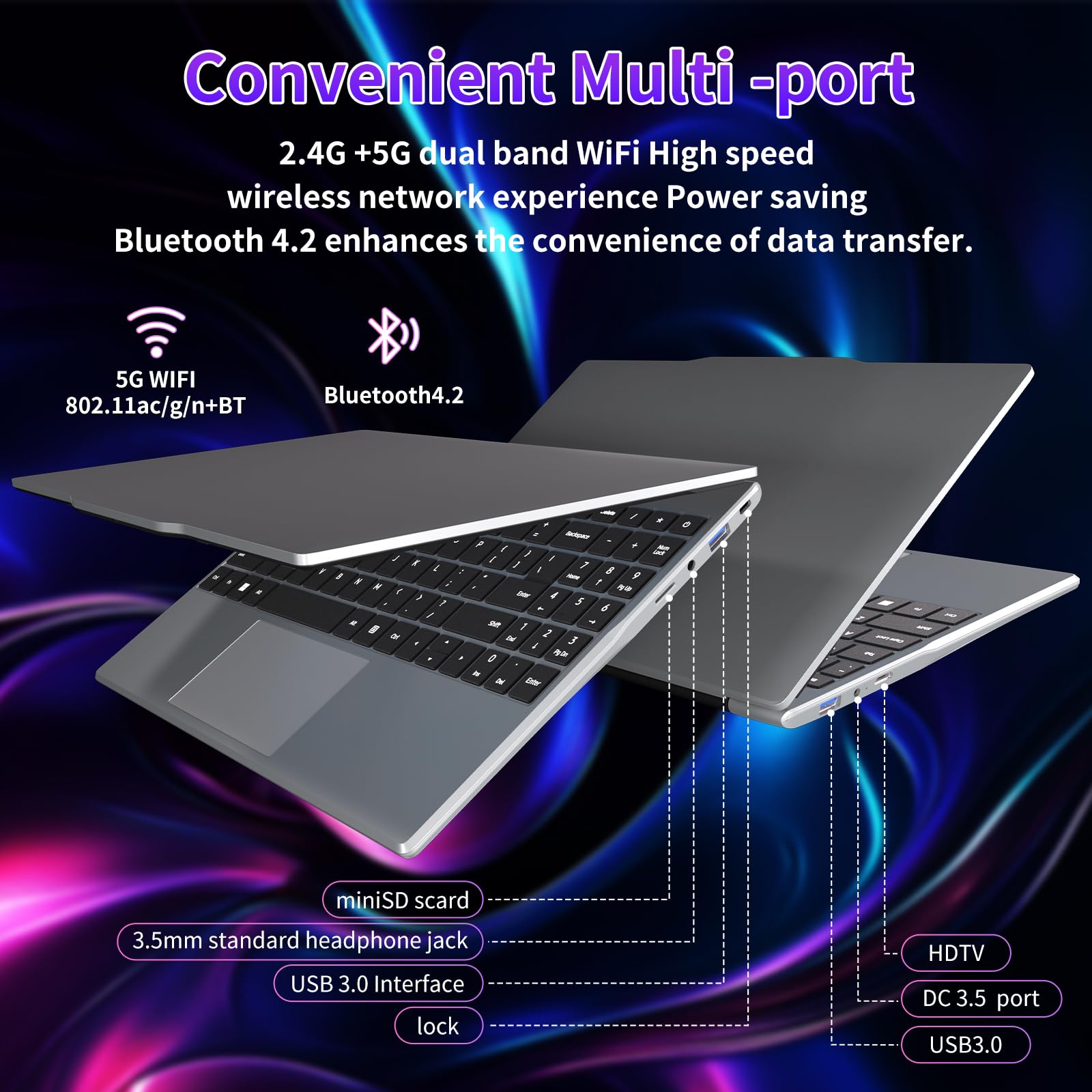 Auusda 14.1" Pink Laptop Computer with 2K Display, N5105, 32GB RAM, 1TB NVMe SSD, Type-C, HDMI, Backlit Keyboard Student Laptops Fingerprint, Win11 Pro Business Laptops 2 Years Warranty