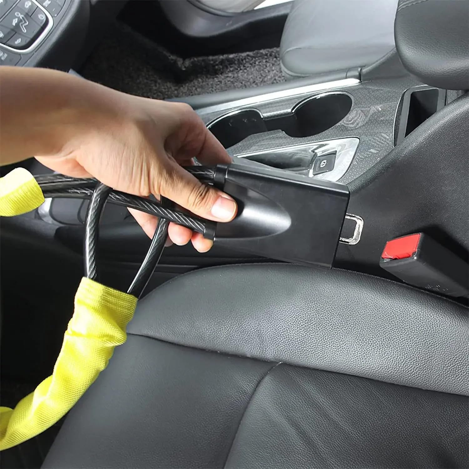 Cierre del cinturón de Seguridad del Volante con, Hebillas de cinturón Seguridad antirrobo con Bloqueo del Volante for camión, SUV, Furgoneta, RV, Multicolor(Yellow)