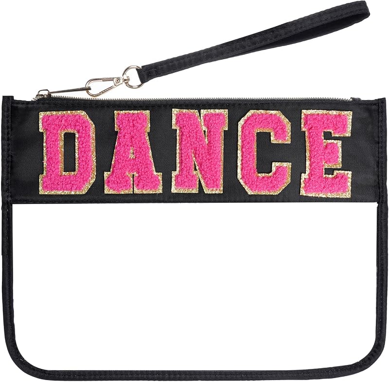 Necessaire de maquiagem Hmxpls em nylon e PVC, modelo Black-Dance, com zíper e alça removível