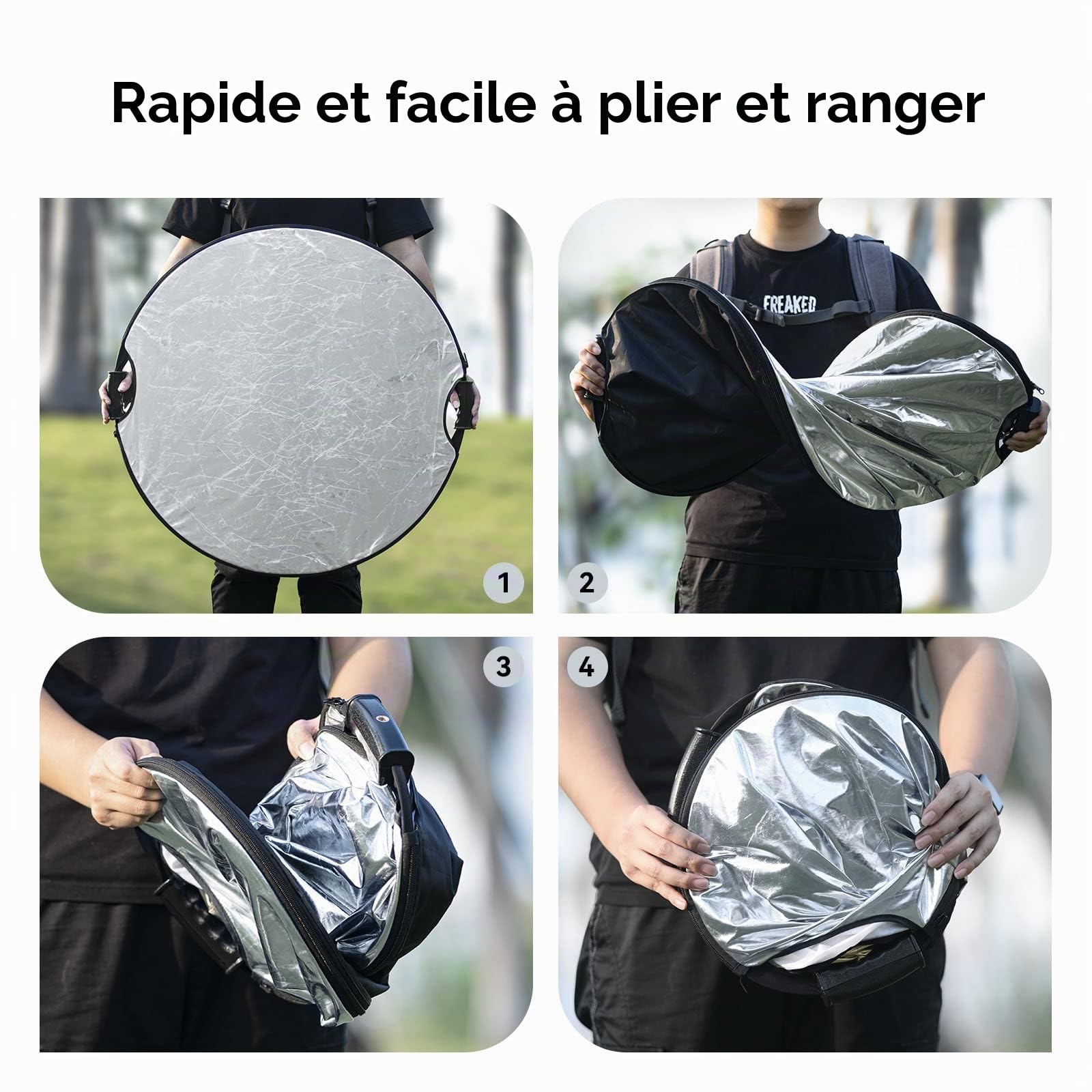 SMALLRIG 32" 80 cm Réflecteur de Photographie avec Poignées Réflecteur de Lumière Circulaire Pliable 5 en 1, Translucide, Argent, Or, Blanc et Noir, avec Sac de Transport - 4129