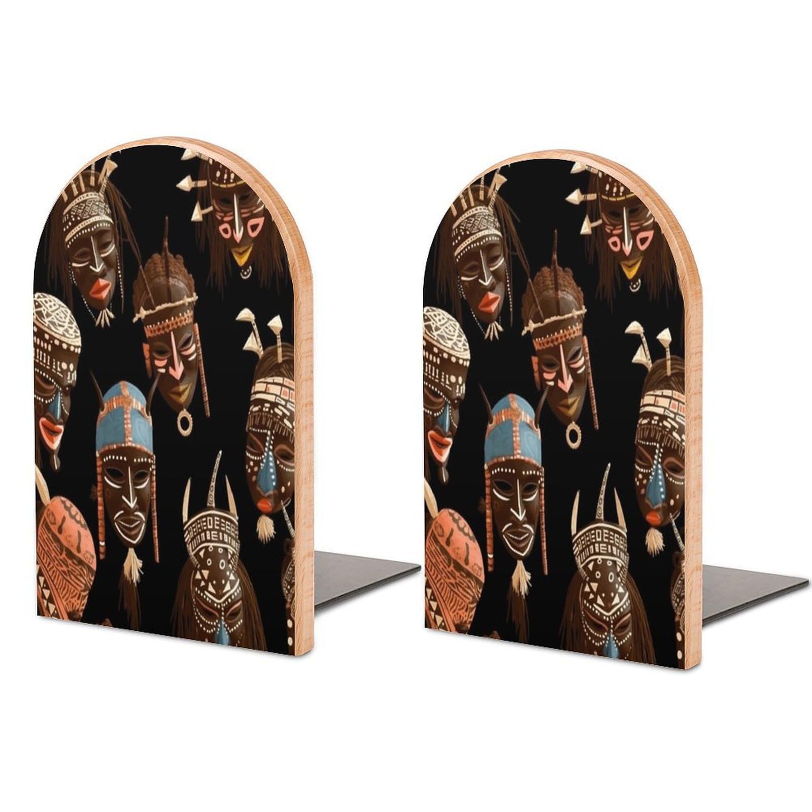 Sujetalibros de madera africana para decorar estanterías de dormitorios modernos