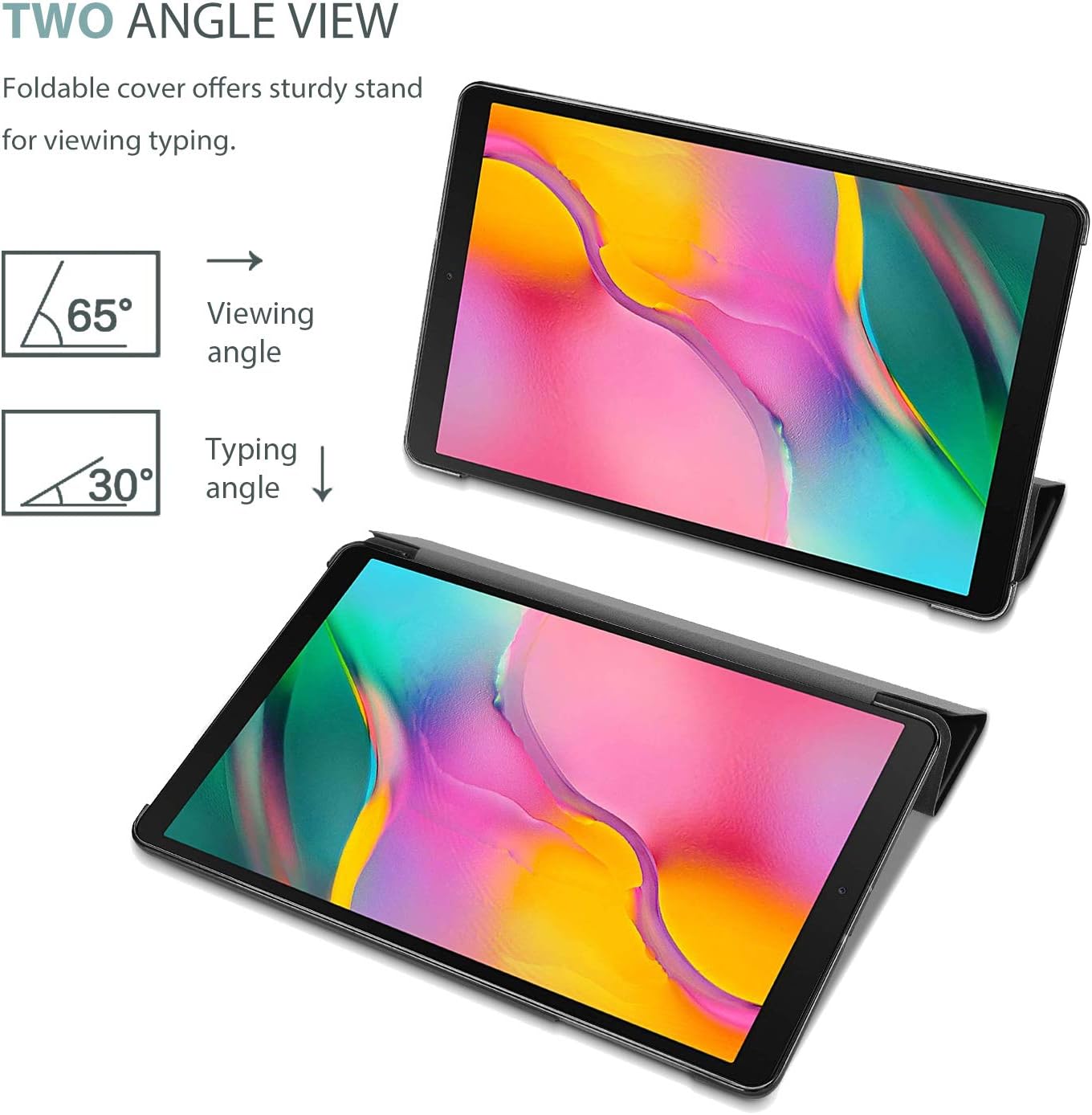 ProCase Slim Case for Galaxy Tab A 10.1 2019 Model T510 T515 T517, Lightweight Stand Case Shell Cover for 10.1 Inch Galaxy Tab A Tablet SM-T510 SM-T515 SM-T517 2019 Release -Black