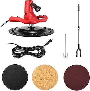 TTLIFE 2 En 1 Ponceuses Électriques Machine de lissage de mur de truelle de mortier de ciment en béton avec long manche, Mélangeur de perceuse à béton portatif à vitesse réglable 80-600 tr/min 1700W