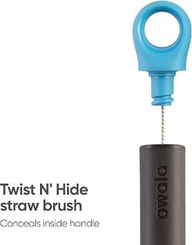 Owala 2-in-1 Water Bottle Brush Cleaner and Straw Cleaner Brush,Water-Bottle-Brush with Removable Head and Twist n Hide Straw-Brush,Smokey Blue,(Pack of 12)
