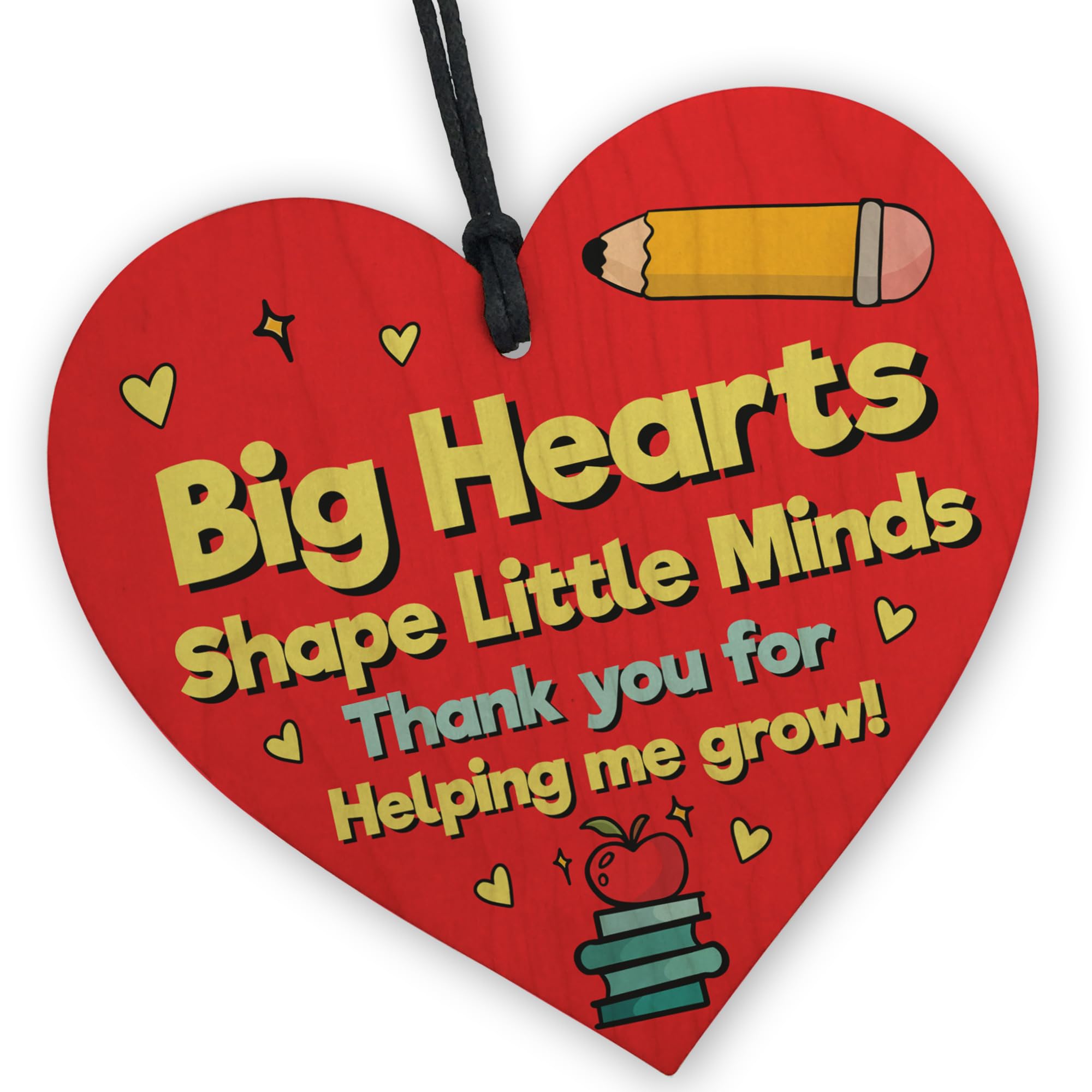 Red Ocean Teacher Appreciation Gifts Thank You Teacher Gifts from Students Graduation Gift Special Teacher Gifts for Women Novelty Wooden Heart Gift For TA Teaching Assistant