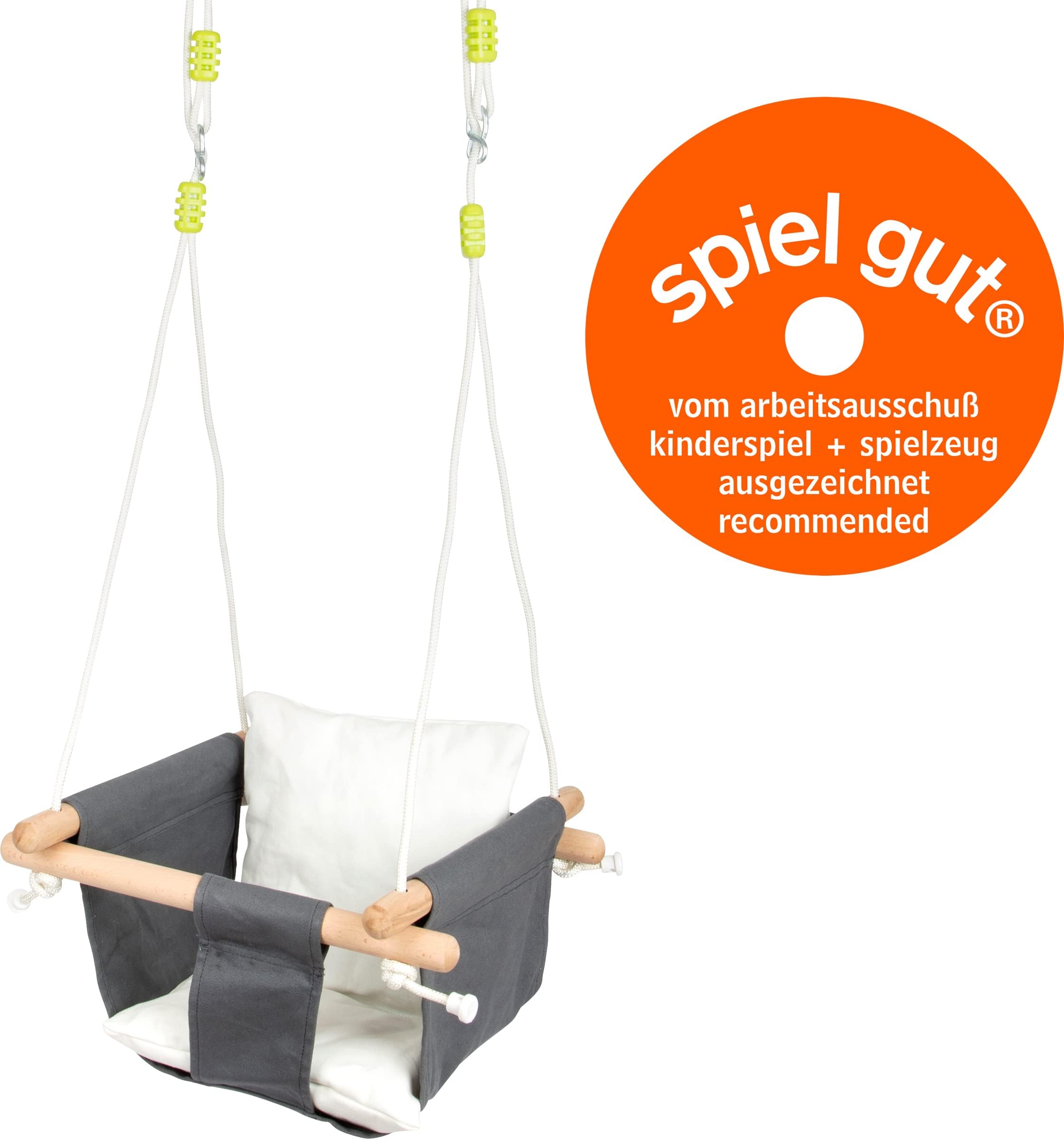 small foot Babyschaukel Komfort aus Holz und Stoff, mit längenverstellbaren Seilen, für Drinnen, ab 12 Monaten, 11584