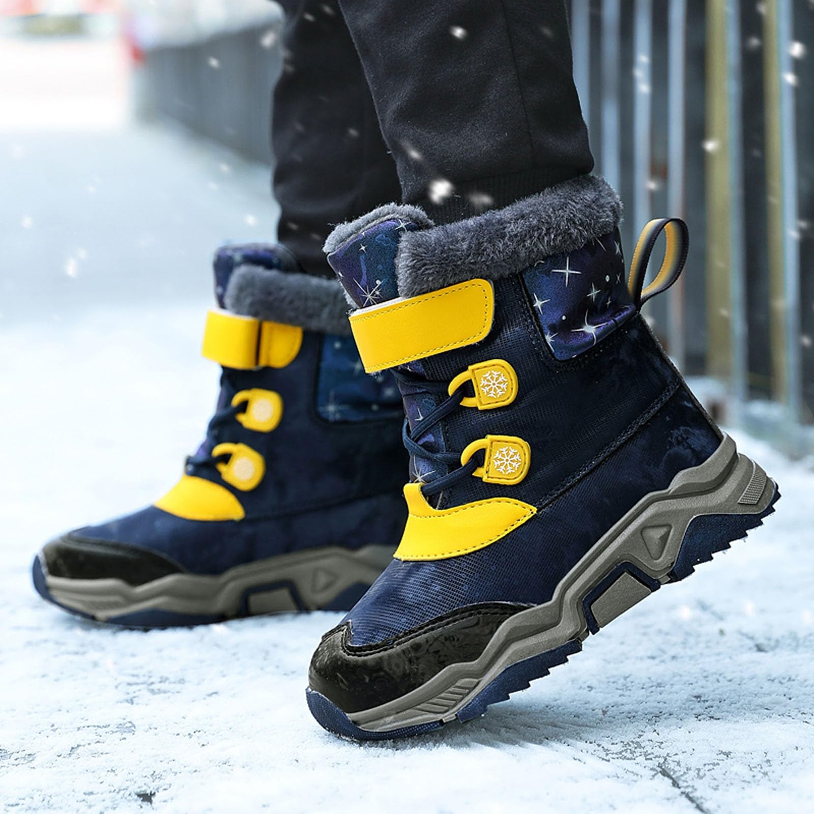 Stivali da Neve per Bambini Stivali Invernali alla Moda per Ragazzi Autunnali Invernali Scarpe Traspirante Morbido Casual Design alla Moda Chaussures Enfant pour École et Loisirs