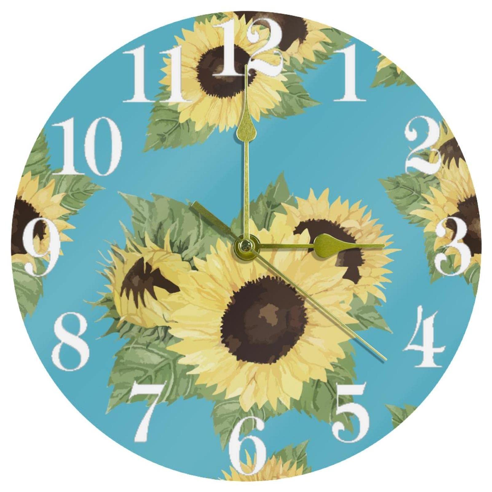 Horloge murale silencieuse tournesol 25cm pour cuisine et bureau sans tic-tac