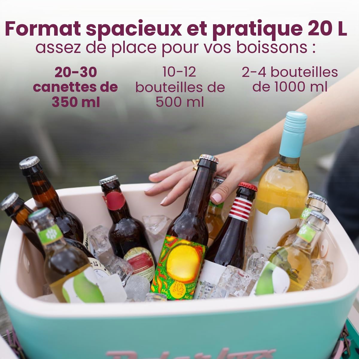 Polarbox Glacière Classique rétro Vintage pour Camping, Pique-Nique, Plage, 20 l, Sorbet/Rose