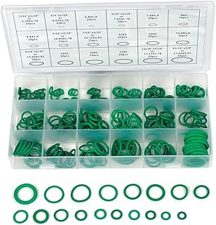 エアコン oリング セット パッキン カーエアコン交換 ゴムリング オーリング カーエアコン ガス R134a oリング 自動車 エアコン 機械修理 耐油 耐熱防水 耐冷媒性 ゴムパッキン オーリングセット 収納ケース付き 18サイズ 270個 (グリーン)