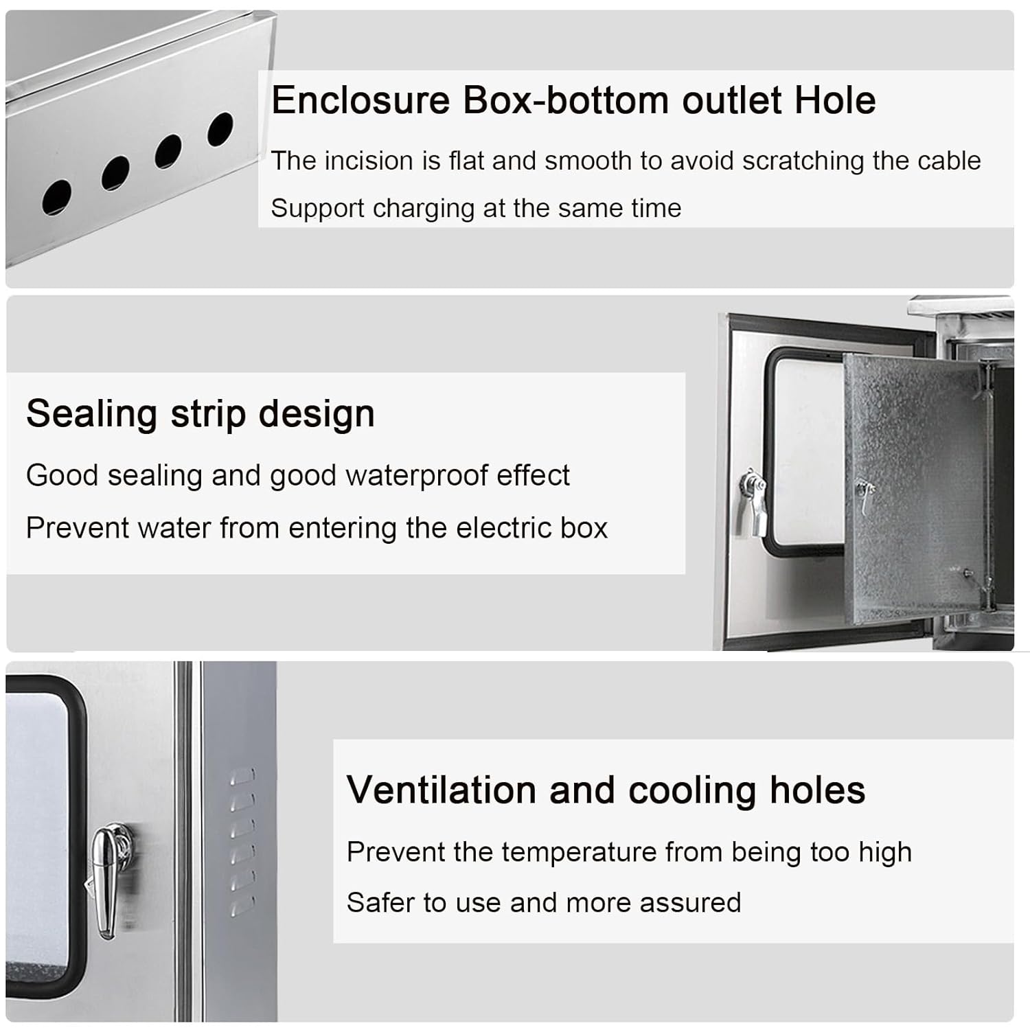 Stainless Steel Waterproof Electrical Enclosure Box, Weatherproof Junction Box with Lock, Indoor/Outdoor Charger Station for Electrical Equipment Protection