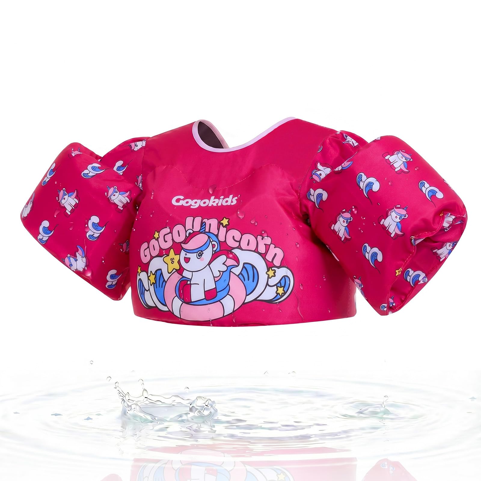 Gogokids Kids Swim Vest with Floats Armbands, Updated Vest-style Toddler Swimming Jacket with Adjustable Safety Buckle, Swimming Pool Flotation Buoyant Jacket for Children 2-6 Years Old