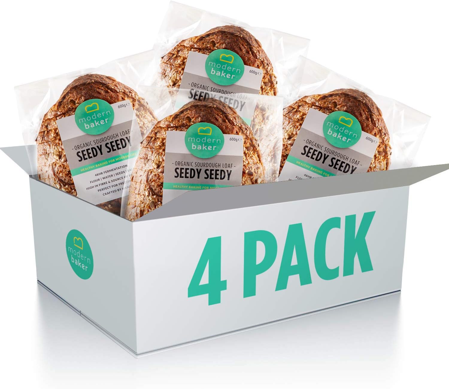 Modern Baker - Seedy Seedy, Organic Sourdough Bread 600g (Pack of 4)