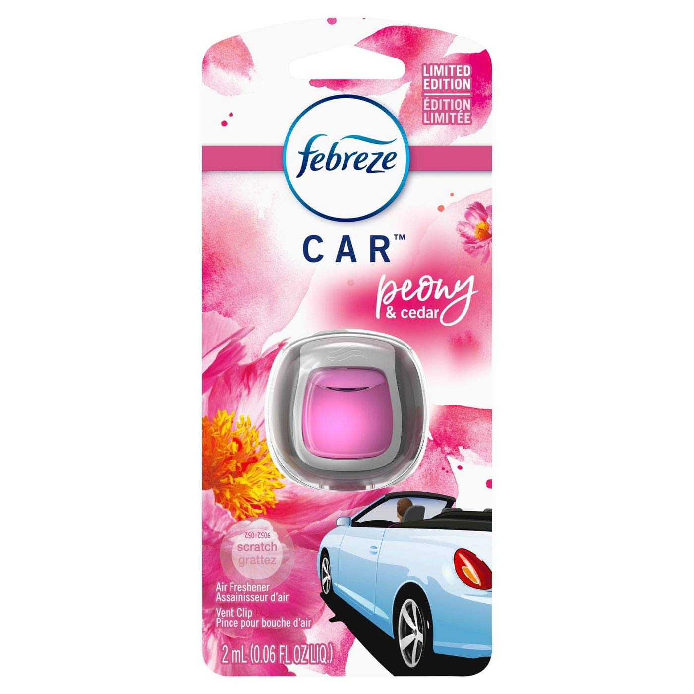Febreze Car Clip Peony Cedar - 0 06oz