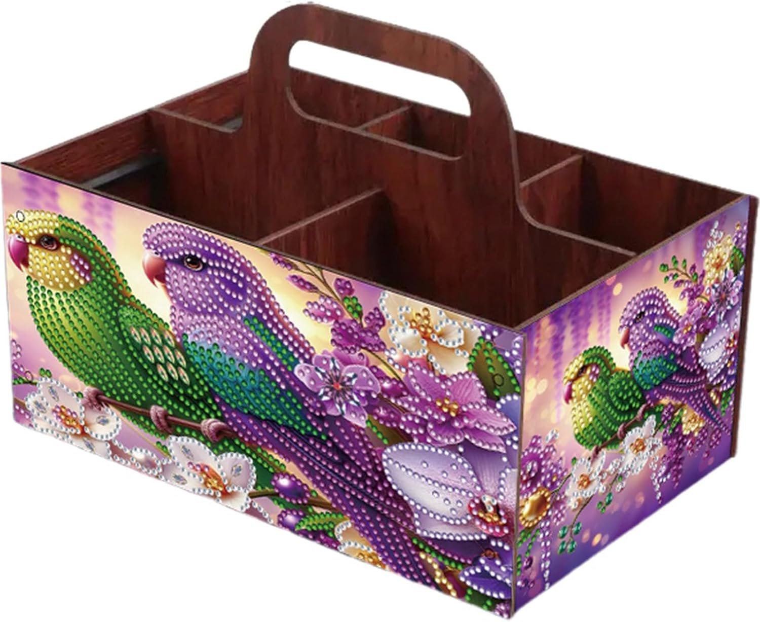 Completed Diamond Art Handmade Wooden Storage Box for Desktop Decor