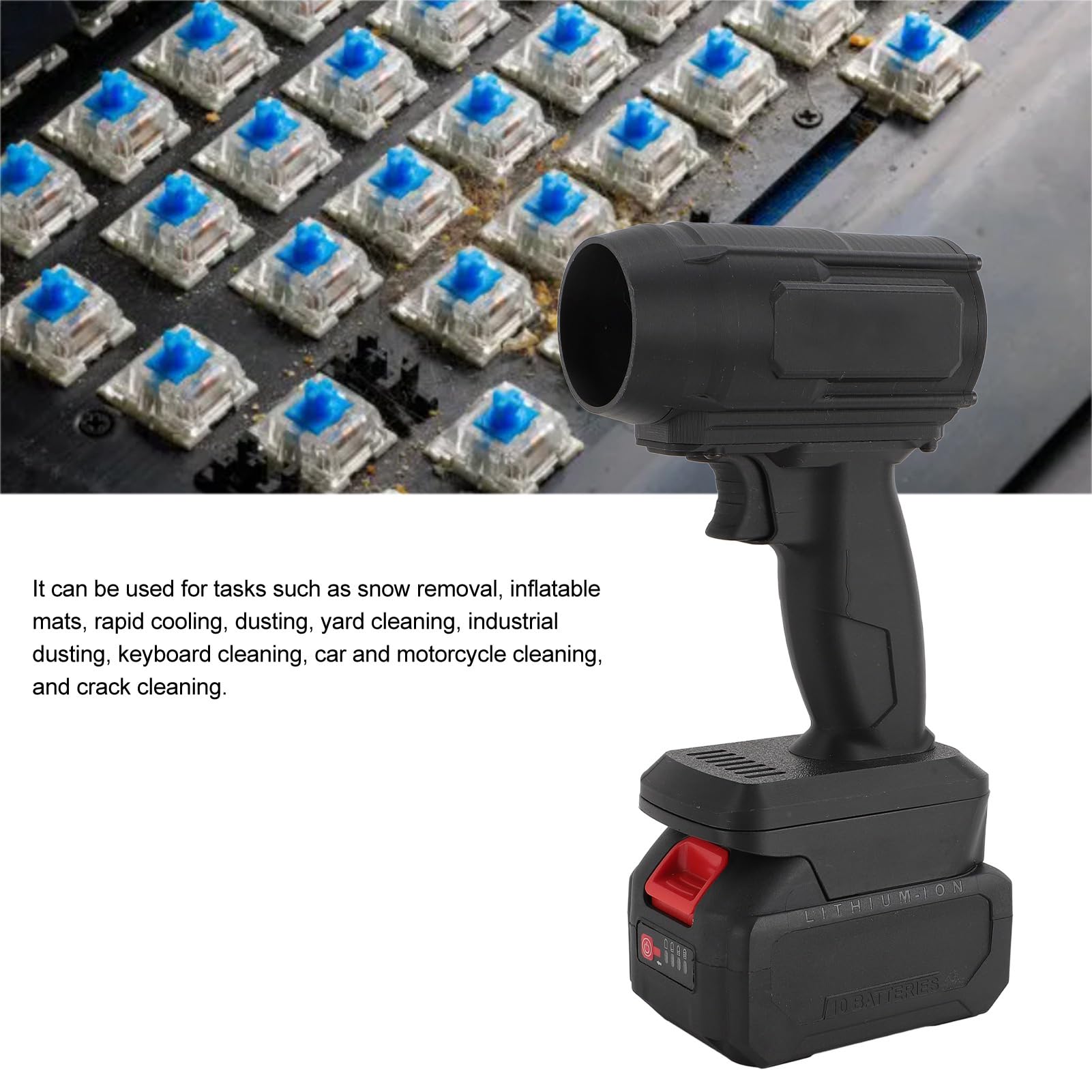 Zunate Druckluft-Staubwedel, Kabelloses Luftgebläse, Verstellbarer Elektrischer Strahl mit 500.000 U/min, Trockenblasen für Computer-Tastatur-Reiniger, PC-Auto-Reinigungsset, (EU-Stecker)