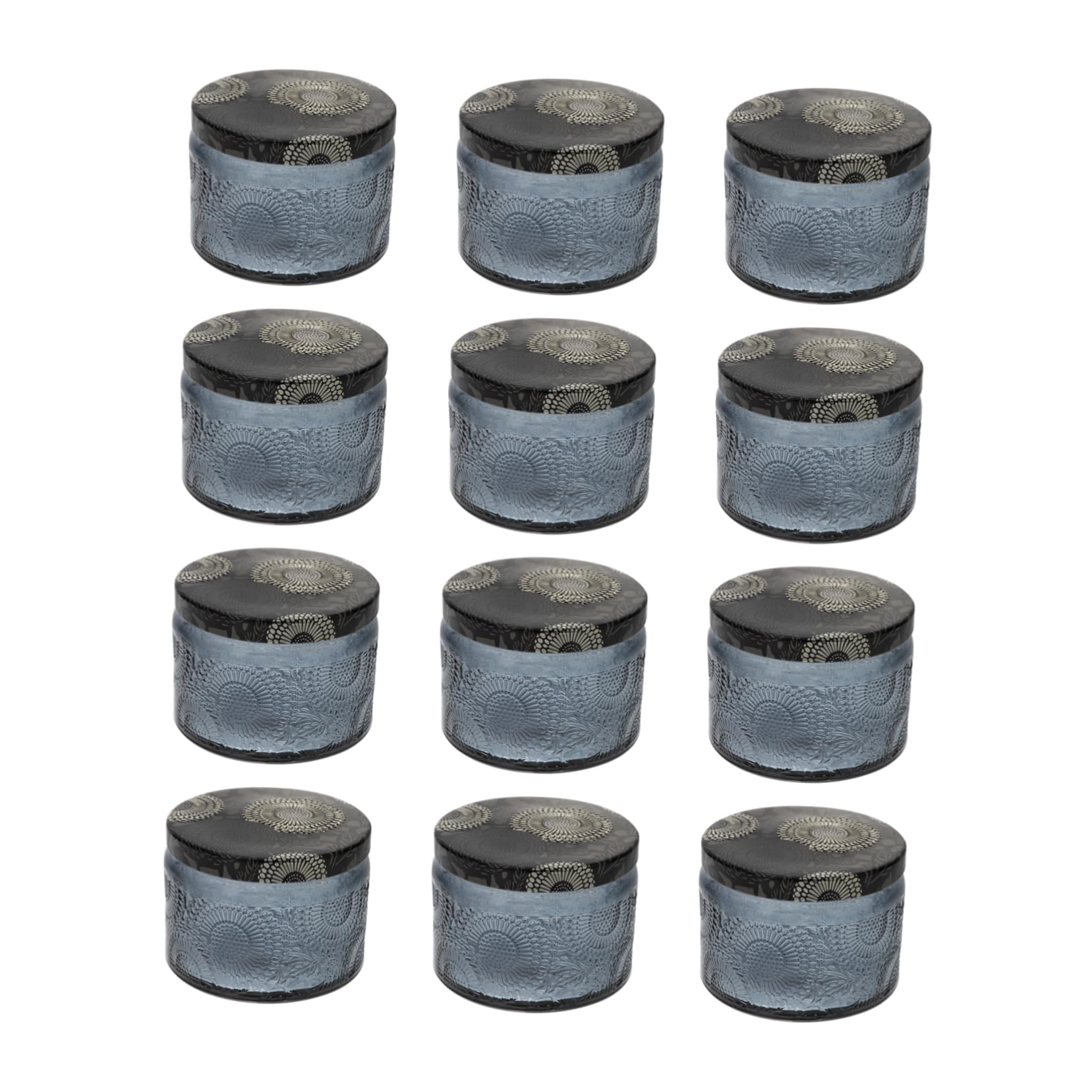 Barattolo Candele in Vetro 14 Pezzi con Coperchio, Rotondo | Realizzare Candele e Crafts Storage, Finitura in Rilievo, Vasetti Riciclabili Stile Casuale
