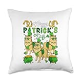 St. Patrick's Day British Longhairs Shamrocks Irish Owner Throw Pillow