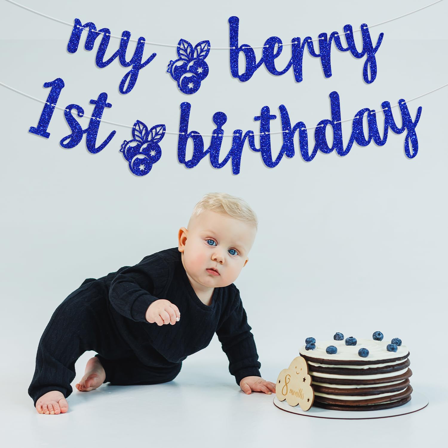 Berry Sweet First Birthday Decorations - Strawberry Blueberry Party Supplies Backdrop Set