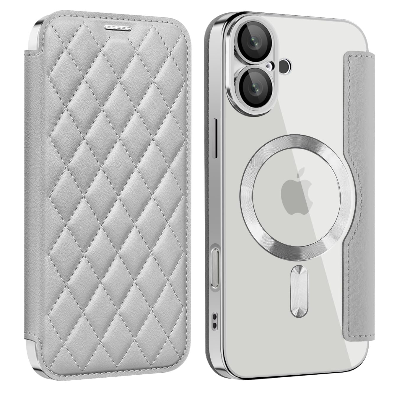 KeKeYou iPhone 16 用 ケース 手帳型 クリア Magsafe対応 背面透明