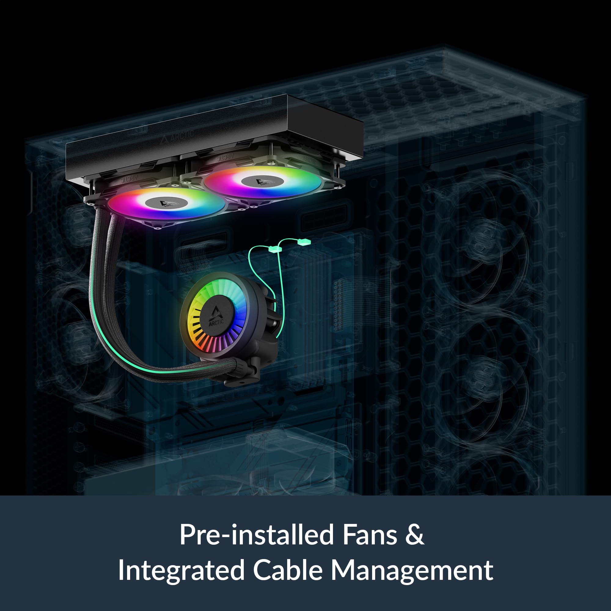 ARCTIC Liquid Freezer III Pro 240 A-RGB - 240 mm AIO CPU Cooler, Water Cooling, 38 mm Radiator, PWM Pump, VRM Fan, for AMD AM5/AM4, Intel LGA1851/1700 Contact Frame - Black