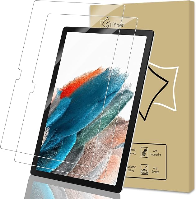 GiiYoon-2 PACK Screen Protector for Samsung Galaxy Tab A8 10.5 inch Tempered Glass Film [HD Crystal Clear] [Easy Installation] [Scratch Resistant] [9H Hardness] [Bubble Free]