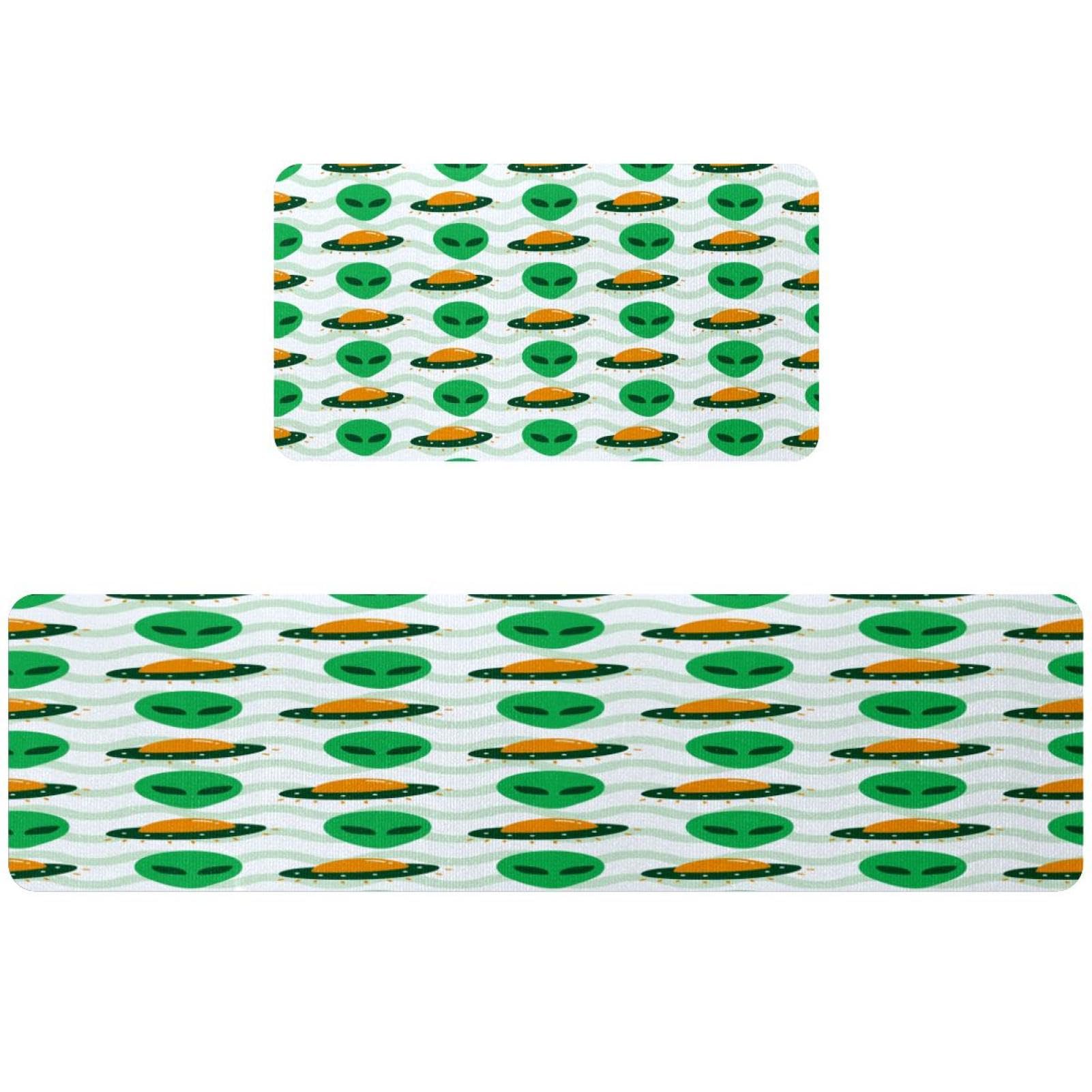 Tapete de cocina verde alienígena alfombra antideslizante lavable nave espacial 2 piezas