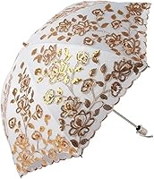 Vista 25 de Honeystore Sombrilla bordada con flor 3D plegable UV con encaje clásico