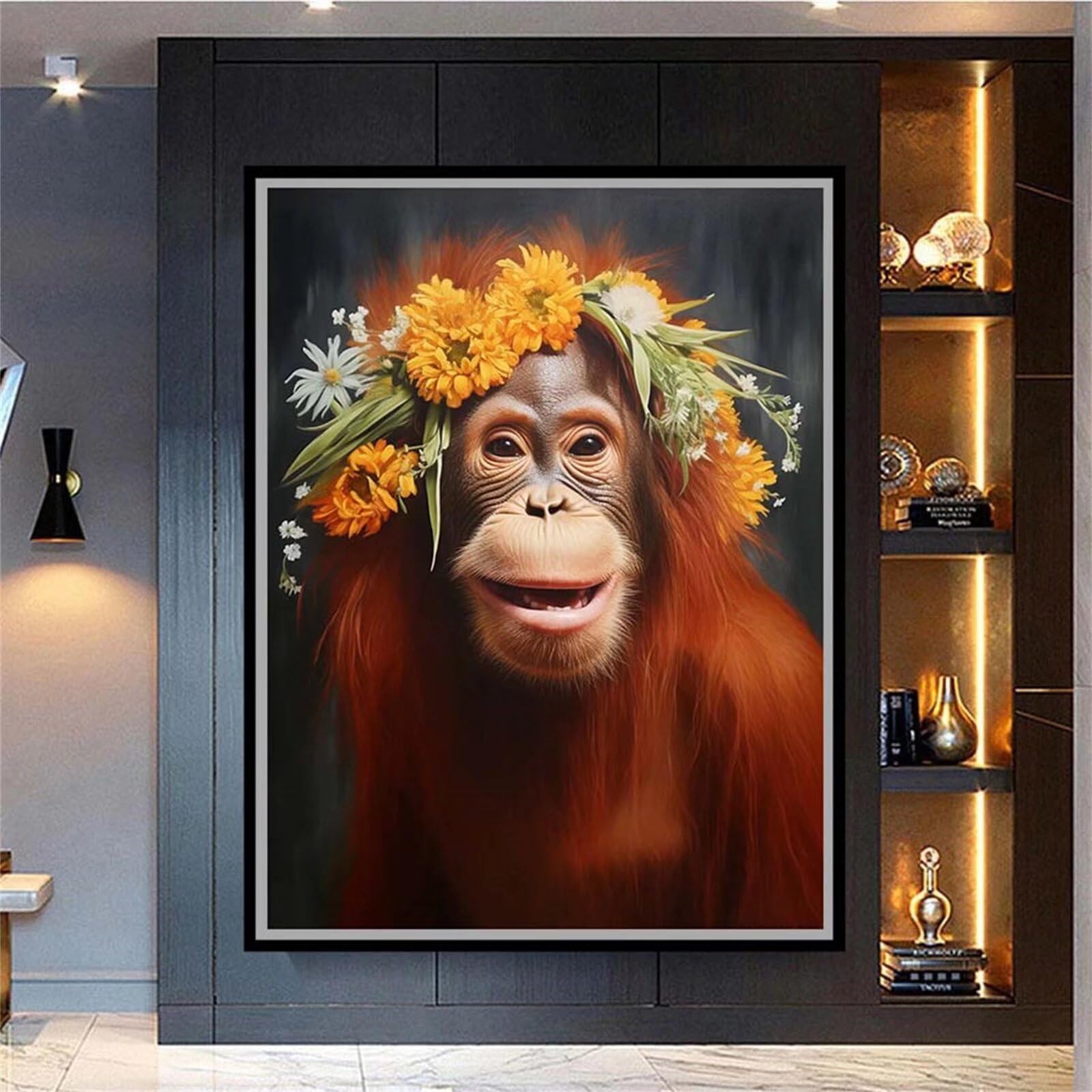 LWLFC Diamond Painting Orang-Utan - 5D Diamantbild Zum Selbermachen, 30x40cm