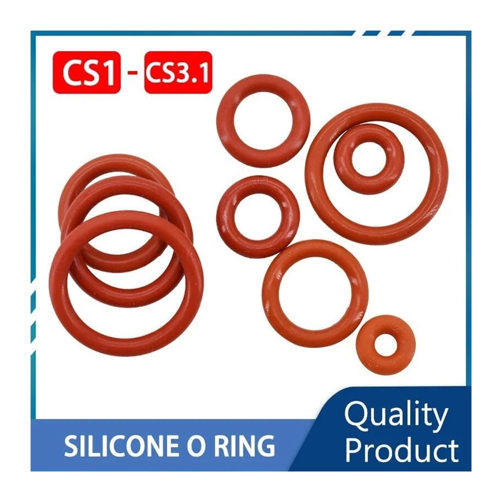 O-Ring Dicke CS 1 mm 2 mm 3,1 mm Unterlegscheiben Rotes Silikon VMQ O-Ringe Dichtung Dichtung in Lebensmittelqualität Wasserdichter isolierter Gummi Silikon-O-Ring(100Pcs,OD 20mm CS 3.1mm)