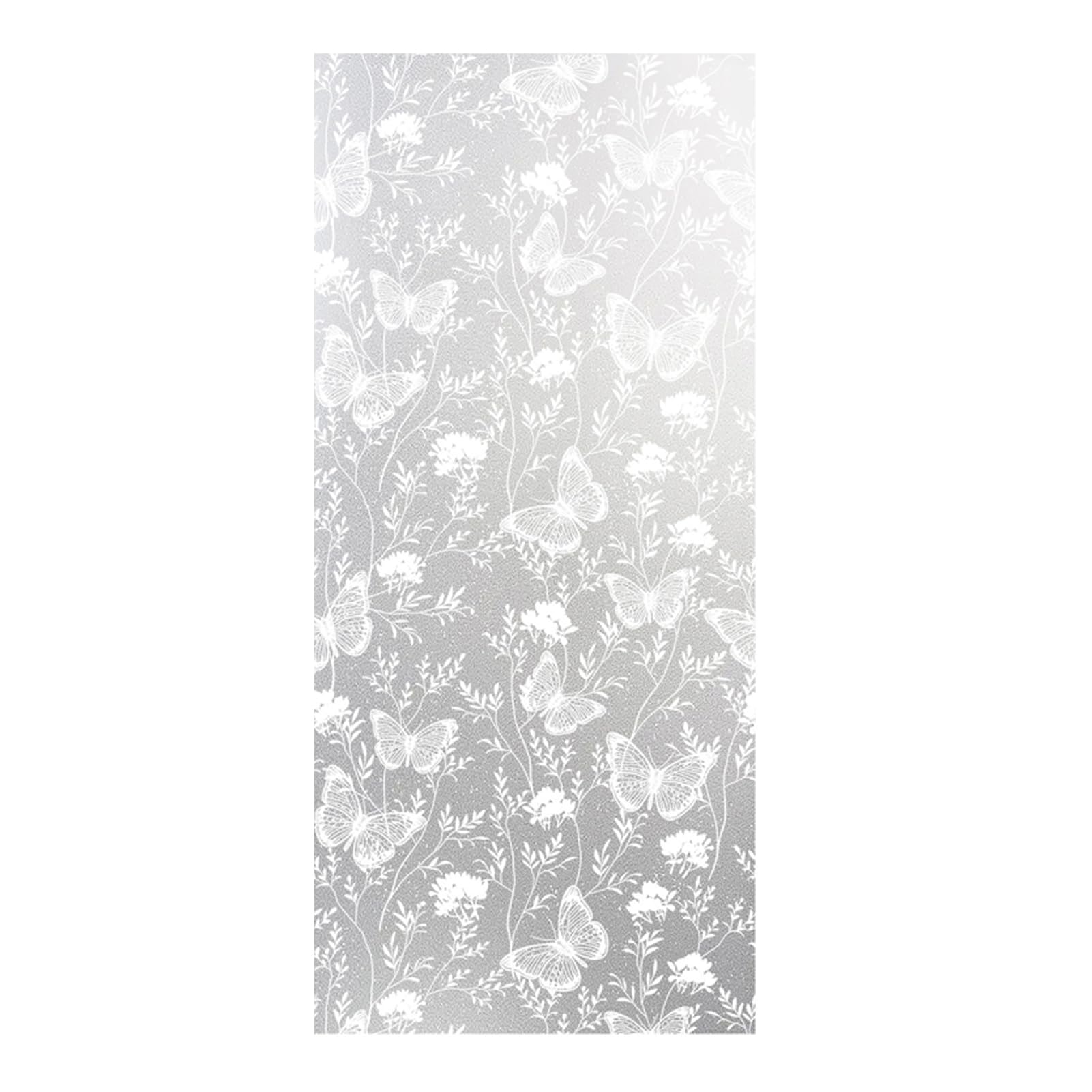 Window Privacy Film, Static Window Clings, Decorative Plants Butterflies Non-Adhesive Sticker, Blocking Heat Control Window