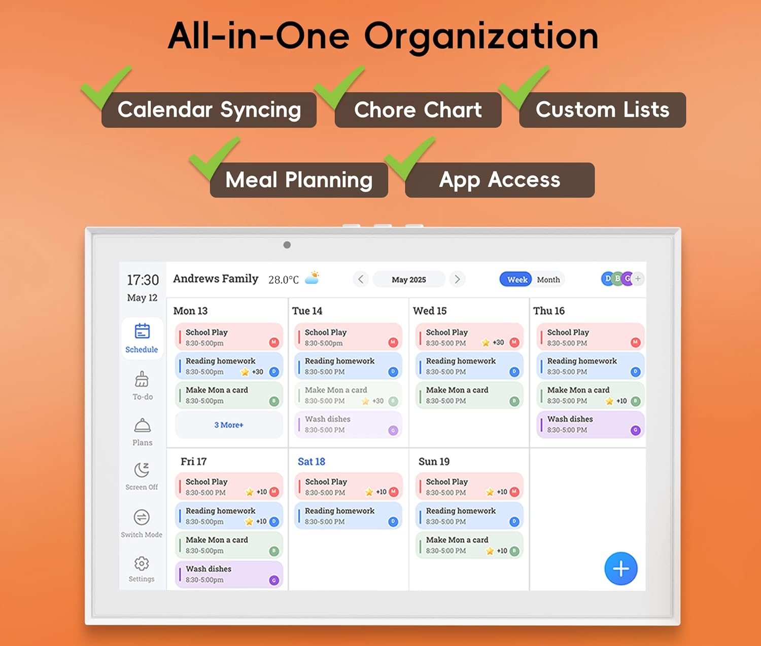 Digital Calendar, 10.1-inch Smart Wall Planner Electronic Calendar & Chore Chart, Smart Touchscreen Interactive Display for Family Schedules, Organize Your Daily & Family Routines, Desk & Wall Mount