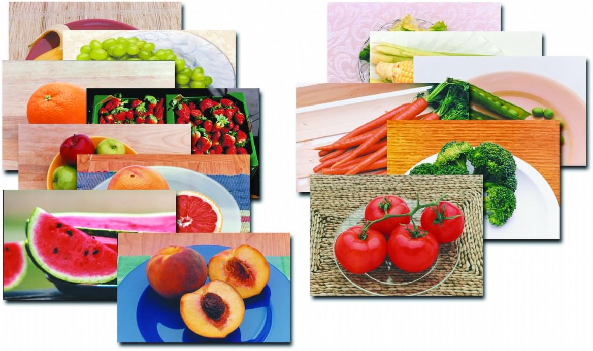 Fruits & Vegetables Posters Real Photo Classroom Decorations for Preschool Bulletin Boards & Circle Time 10 Large Picture Cards, Size 14/Large