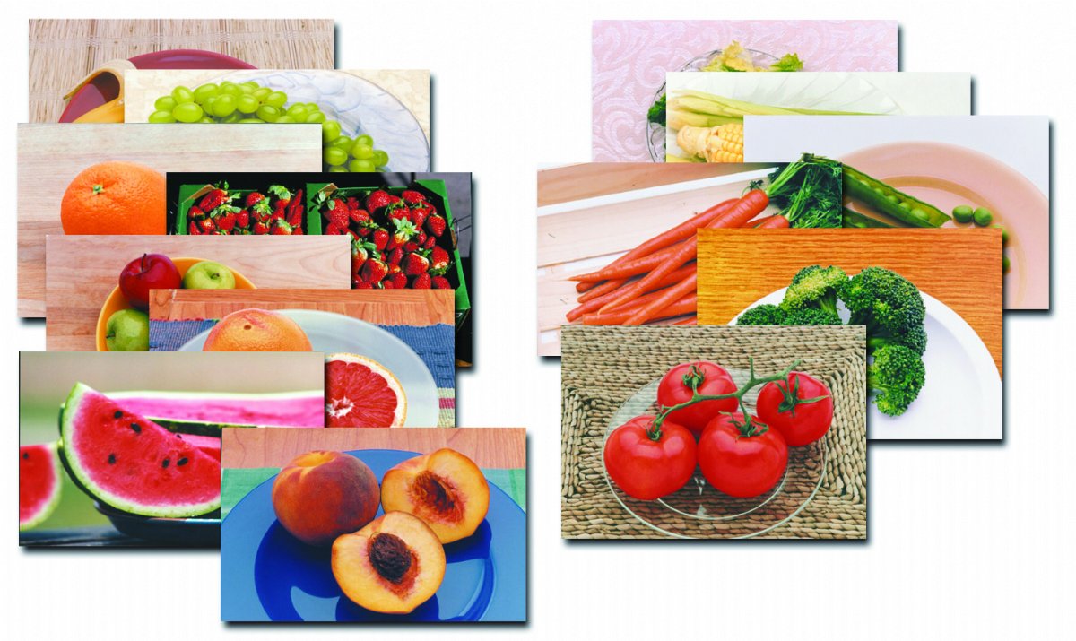 Colorful Fruits and Vegetables Nursery Poster Set, 14 Pieces