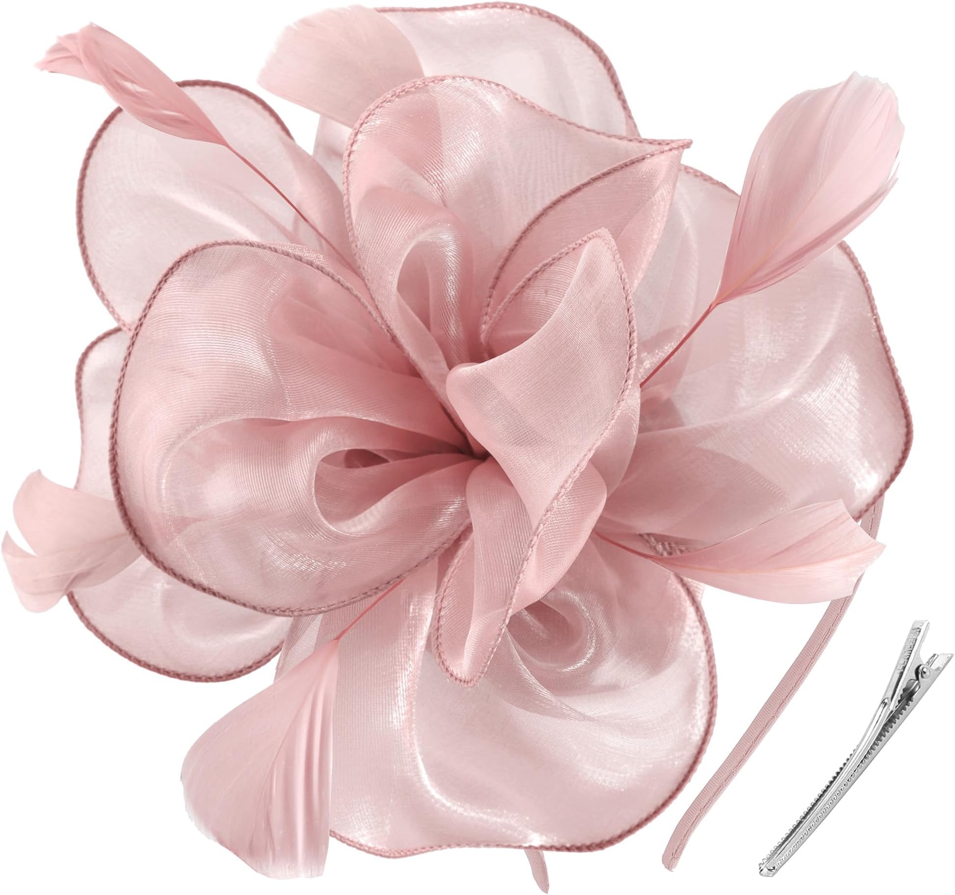Fascinators Hat Tea Party Headwear Ribbons Feathers on a Headband and a Clip for Women
