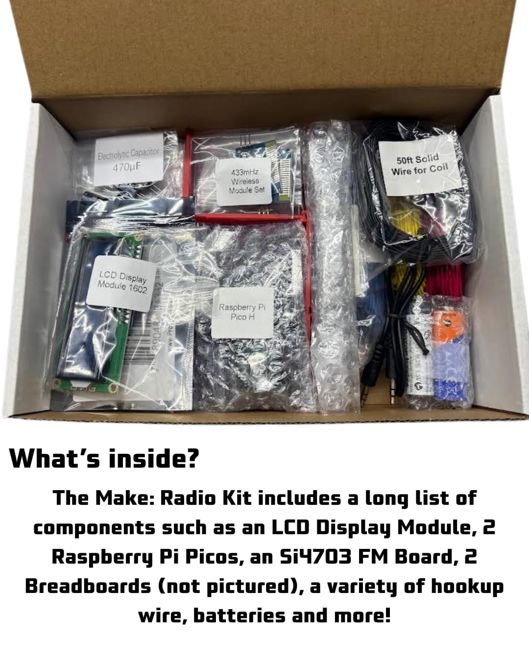 Produttore: Kit di elettronica radio - Il pacchetto di componenti segue esperimenti, progetti fai da te e circuiti, inclusi adattamenti del microcontroller Raspberry Pi nel libro in brossura 2024 di